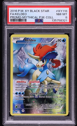 2016 Pokemon XY Black Star Promo Mythical P.M. Collection Full Art Keldeo #XY118 PSA 8 NM-MT