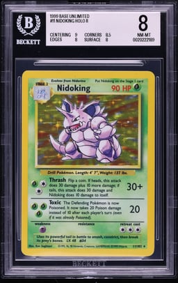 1999 Pokemon Base Set Holo Nidoking #11 BGS 8 NM-MT