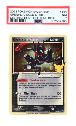 2021 Pokemon Sword and Shield Black Star Celebrations Elite Trainer Box Greninja Gold Star #SWSH144 PSA 7
