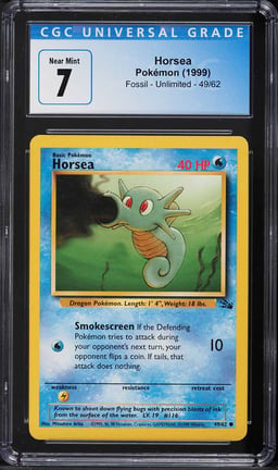 1999 Pokemon Fossil Horsea #49 CGC 7 NRMT