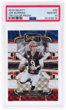 2023 Panini Select Concourse Tri Color Prizm Joe Burrow #20 188/259 PSA 10