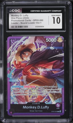 2024 One Piece Promotional Cards Sound Loader Vol.1 Monkey D. Luffy #OP05-060 CGC 10 GEM MINT