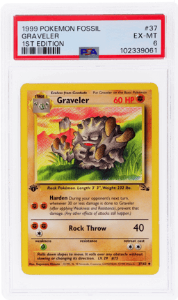 1999 Pokemon Fossil 1st Edition Graveler #37 PSA 6