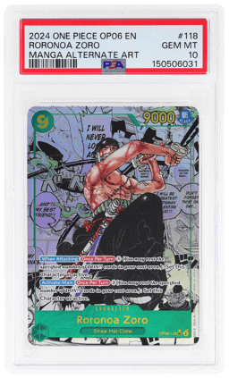 2024 One Piece Wings of the Captain Manga Alternate Art Roronoa Zoro #OP06-118 PSA 10