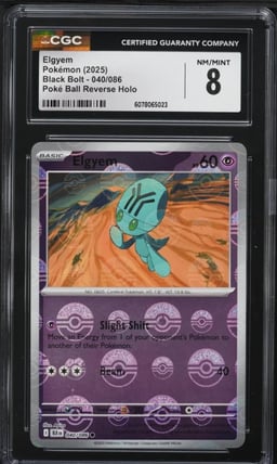 2025 Pokemon SV Black Bolt Poke Ball Reverse Holo Elgyem #40 CGC 8 NM-MT
