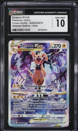 2023 Pokemon SWSH Crown Zenith Alt Art Zeraora VSTAR #GG43 CGC 10 GEM MINT