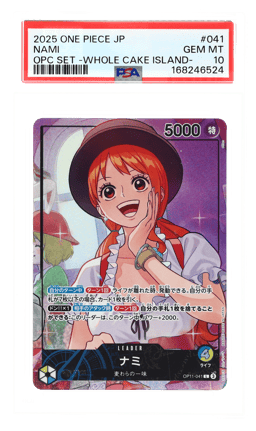 2025 One Piece Promo Japanese Official Playmat and Card Set Whole Cake Island Arc Nami #041 PSA 10