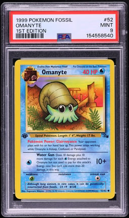 1999 Pokemon Fossil 1st Edition Omanyte #52 PSA 9 MINT