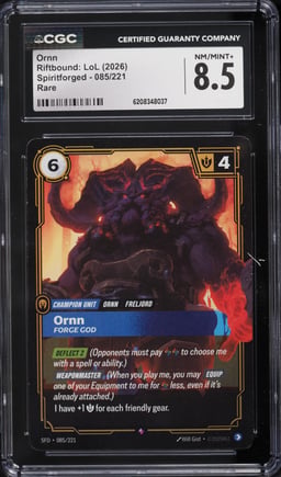 2026 Riftbound League Of Legends LoL Spiritforged Ornn #85 CGC 8.5 NM-MT+