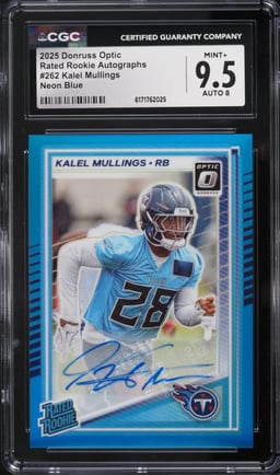 2025 Donruss Optic Rated Neon Blue Kalel Mullings ROOKIE AUTO /299 #262 CGC 9.5 MINT+