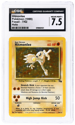 1999 Pokemon Fossil Holo Hitmonlee #7 CGC 7.5