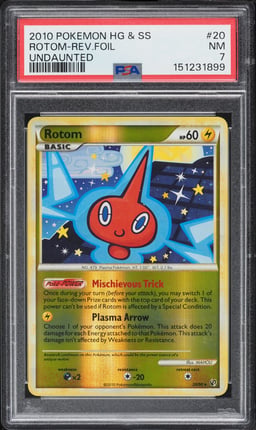 2010 Pokemon HeartGold & SoulSilver Undaunted Reverse Holo Rotom #20 PSA 7 NRMT