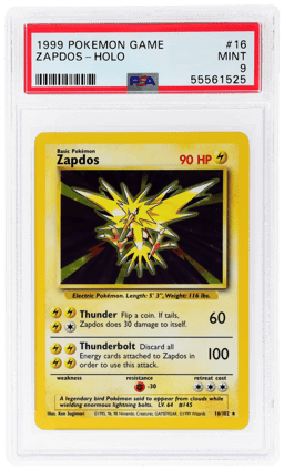 1999 Pokemon Base Set Holo Zapdos #16 PSA 9