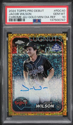 2024 Topps Chrome Pro Debut Gold Mini Diamond Refractor Jacob Wilson PROSPECT AUTO /50 PSA 10