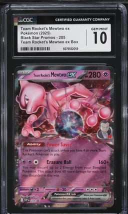 2025 Pokemon SV Black Star Promo Team Rocket's Mewtwo ex #205 CGC 10 GEM MINT