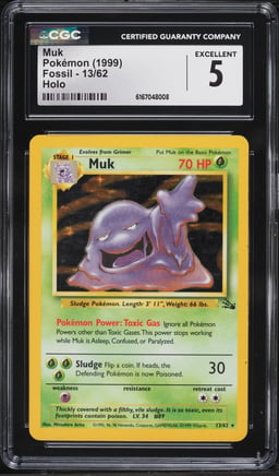 1999 Pokemon Fossil Holo Muk #13 CGC 5 EX
