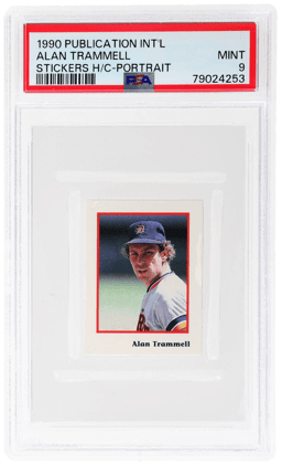 1990 Publication International Stickers Hand Cut Portrait Alan Trammell PSA 9