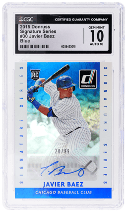 2015 Panini Donruss Signature Series Blue Javier Baez #30 28/99 CGC 10