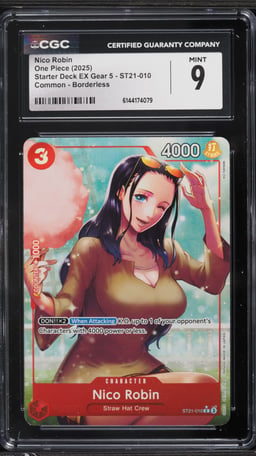 2025 One Piece Starter Deck EX Gear 5 Borderless Alt Art Nico Robin #ST21-010 CGC 9 MINT