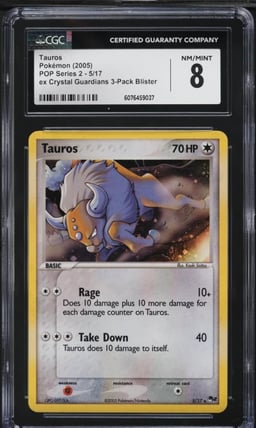 2005 Pokemon POP Series 2 Holo Tauros #5 CGC 8 NM-MT