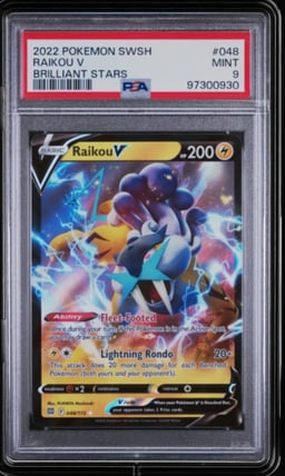 2022 POKEMON SWORD & SHIELD BRILLIANT STARS #048 RAIKOU V PSA 9