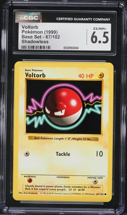 1999 Pokemon Base Set Shadowless Voltorb #67 CGC 6.5 EXMT+