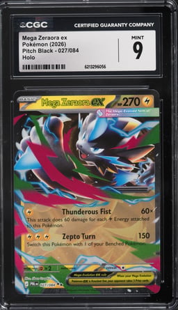 2026 Pokemon Mega Evolution Pitch Black Holo Mega Zeraora Ex #27 CGC 9 MINT