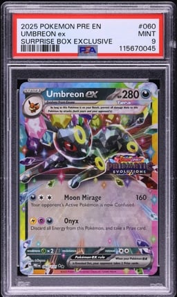 2025 Pokemon SV Prismatic Evolutions Surprise Box Umbreon ex #60 PSA 9 MINT