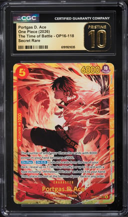 2026 One Piece The Time Of Battle SEC Portgas D. Ace #OP16-118 CGC 10 PRISTINE