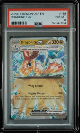 2023 POKEMON OBF EN-OBSIDIAN FLAMES #159 DRAGONITE EX PSA 8
