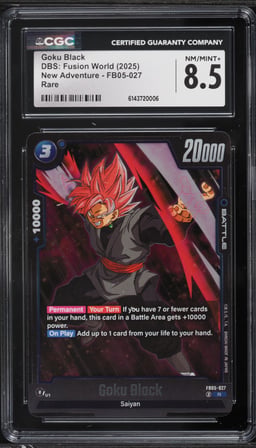 2025 Dragon Ball Super Fusion World New Adventure Goku Black #FB05-027 CGC 8.5 NM-MT+