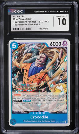 2023 One Piece Tournament Promos Tournament Pack Vol. 5 Crocodile #ST03-003 CGC 10 GEM MINT