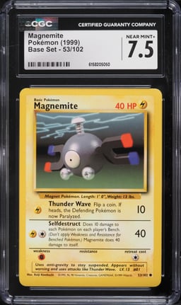 1999 Pokemon Base Set Magnemite #53 CGC 7.5 NRMT+