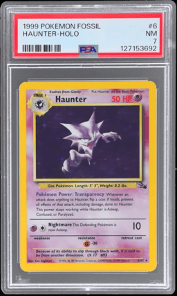 1999 Pokemon Fossil Holo Haunter #6 PSA 7