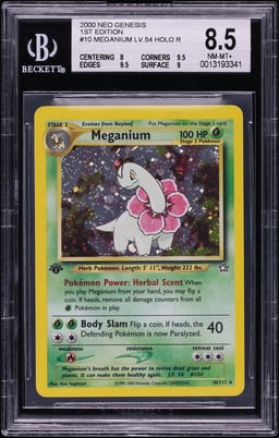 2000 Pokemon Neo Genesis 1st Edition Holo Meganium #10 BGS 8.5 NM-MT+