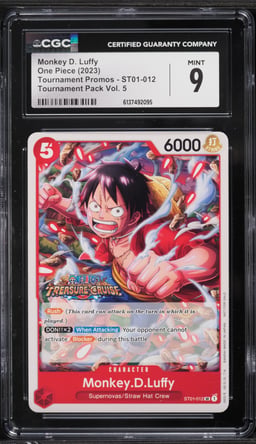 2023 One Piece Promo Tournament Pack Vol. 5 SR Monkey D. Luffy #ST01-012 CGC 9 MINT