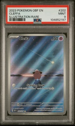 2023 POKEMON OBF EN-OBSIDIAN FLAMES ILLUSTRATION RARE #202 CLEFFA PSA 9