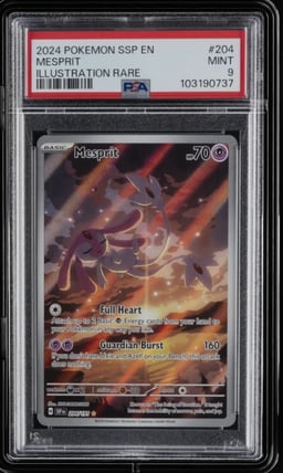2024 POKEMON SSP EN-SURGING SPARKS ILLUSTRATION RARE #204 MESPRIT PSA 9