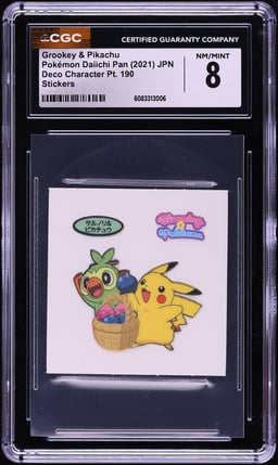 2021 Pokemon Japanese Daiichi Pan Deco Character Pt 190 Grookey & Pikachu CGC 8