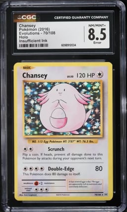 2016 Pokemon XY Evolutions Holo Chansey #70 CGC 8.5 NM-MT+