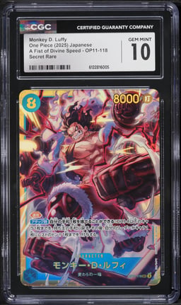 2025 One Piece Japanese A Fist Of Divine Speed SEC Monkey D. Luffy #OP11-118 CGC 10 GEM MINT