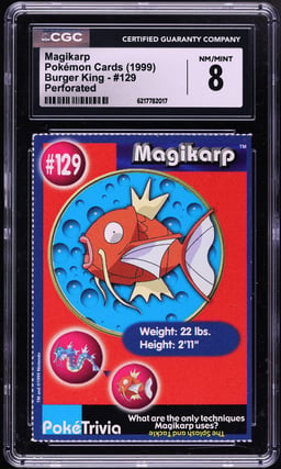 1999 Pokemon Nintendo Cards Perforated Magikarp #129 CGC 8 NM-MT