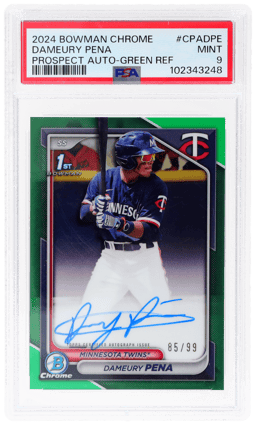 2024 Bowman Chrome Prospect Autograph Green Refractor Dameury Pena #CPADPE 85/99 PSA 9