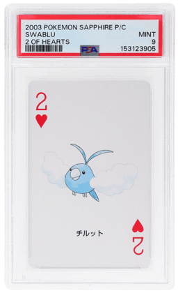 2003 Pokemon Sapphire Version Playing Cards 2 of Hearts Swablu PSA 9