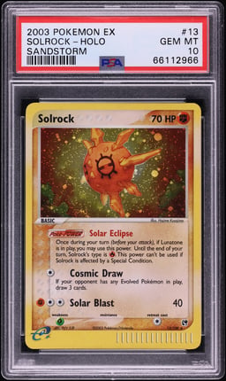 2003 Pokemon EX Sandstorm Holo Solrock #13 PSA 10 GEM MINT