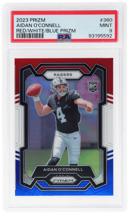 2023 Panini Prizm Red White and Blue Prizm Aidan O'Connell #360 PSA 9