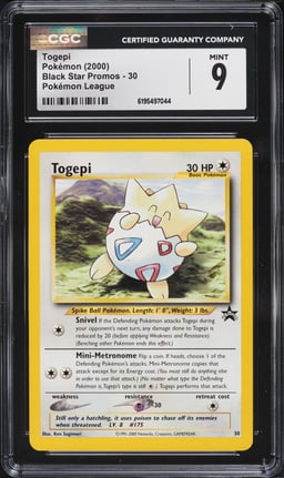 2000 Pokemon League Black Star Promo Togepi #30 CGC 9 MINT