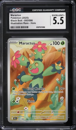 2025 Pokemon Scarlet & Violet Black Bolt IR Maractus #93 CGC 5.5 EX+