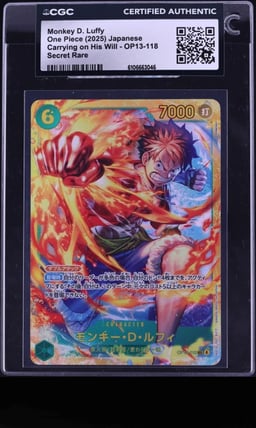 2025 One Piece Carrying On His Will SEC Monkey D. Luffy #OP13-118 CGC AUTH
