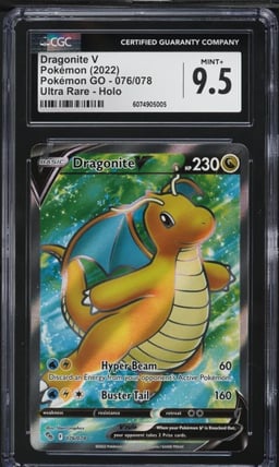 2022 Pokemon Sword & Shield Pokemon GO Full Art Dragonite V #76 CGC 9.5 MINT+